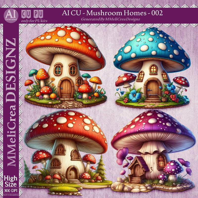 (image for) AI - Mushroom Homes - CU002 (CU4PU/PNG)